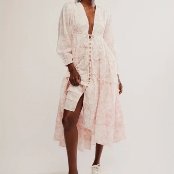 Free People Pappiet Midi Dress in Femme Combo NWT - Picture 2 of 13